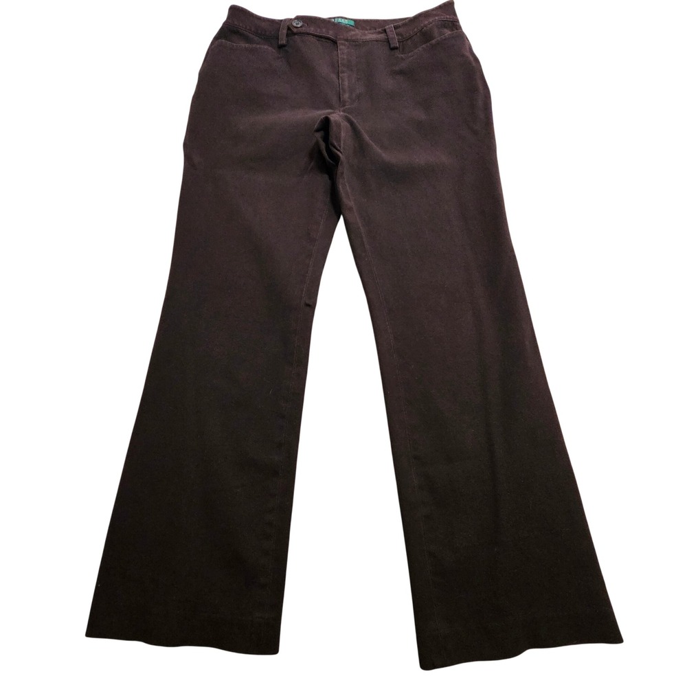 Lauren Ralph Lauren Adelle‎ Pants Women 12 Brown Bootcut Stretch Trouser
